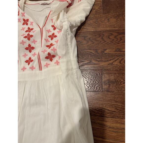 BODEN Marla Embroidered Dress 16 White Gauze Midi Boho Tassels Zip Beach Chic - Picture 10 of 16